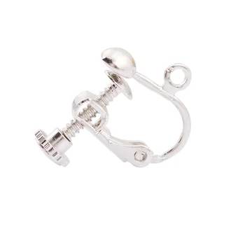 Skru Ikke-Piercede Øreringe Klip Hook-Justerbar Messing Øreringe Komponent Til smykkefremstilling Sølv, Forgyldt (5pairs) HK025