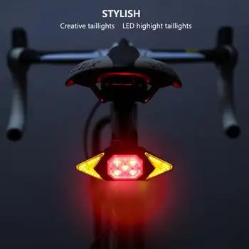 Smart Cykel Dreje Signal Cykling Baglygte Intelligent USB-Cykel Genopladelige Bageste Lys Fjernbetjening LED advarselslampen