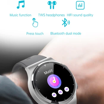 Smart Ur med TWS BT 5.0 Trådløse Hovedtelefoner Headset Spille Musik Smartwatch Mænd 360Mah Batteri Vejr til Android, IOS