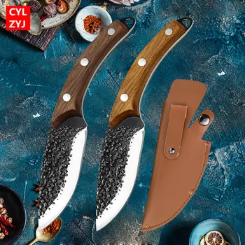 Smedet Udbening Kniv kødkniv Japansk High Carbon-Steel 1-2stk Håndlavede Knive Kok Full Tang køkkenkniv Med Kniv Dæksel