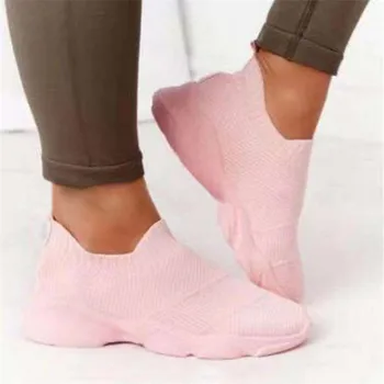 Sneakers Kvinder Vulkaniseret Sko Damer Solid Farve Slip-On Sneakers til Kvinder Casual sportssko 2021 Mode Mujer Sko