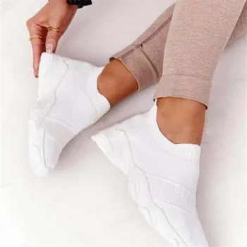 Sneakers Kvinder Vulkaniseret Sko Damer Solid Farve Slip-On Sneakers til Kvinder Casual sportssko 2021 Mode Mujer Sko