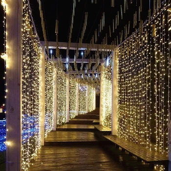 Sol Vindue Gardin Lys 200/300LEDS Udendørs Haven LED String Lys Soldrevne Bryllup julefrokost Twinklw Lys