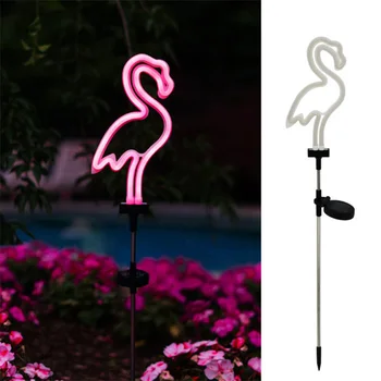 Solar Græsplæne Lampe Jorden Flamingo Neon Pink Lys Lampe Til Udendørs Vandtæt Indre Gårdhave Produkter, Tilbehør Til Haven