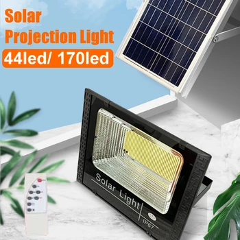 Solar Lys PIR bevægelsesføler 44/170 LED-væglampe Med Fjernbetjeningen Vandtæt solcelledrevet Lampe til Udendørs Have