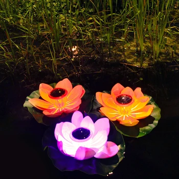 Solcelledrevet Led Lotus Lys RGB-Farve Vand Floatiing Blomst Lys IP65 Vandtæt Nat Lampe til Swimmingpool Dam Haven