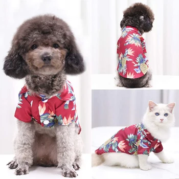 Sommer Outfit Stranden Beklædning Dog Blomstret Top Ananas Pet Trykte Tøj, Hunde T-Shirt Hawaii Blomster Stranden Shirt