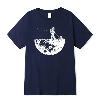 Sommer Plus Size Bomuld Lunar Renere Udskrivning Casual Street Style Korte Ærmer Mænd T-Shirt med Cool Løs O-hals Mandlige T-shirt