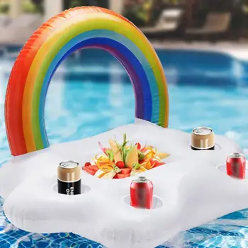 Sommer Swimmingpool Kopholder Ice Bucket Oppustelige Flydende Kopholder Øl Drikker Køler Part Spand Rainbow Cloud Svømning Ring