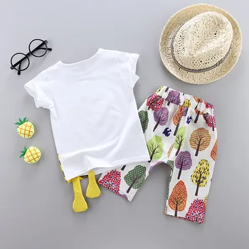 Sommer børnetøj til Drenge Piger Korte Ærmer Indstille Mode Børn Giraf Udstyr Bomuld T-Shirt + Trykt Shorts Søde Kits