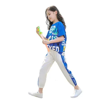 Sommer lille Barn Kids Sports Trop Grøn /Gul Mønster T-Shirt+Trouers 2stk Træningsdragt Teenage Piger Casual Tøj