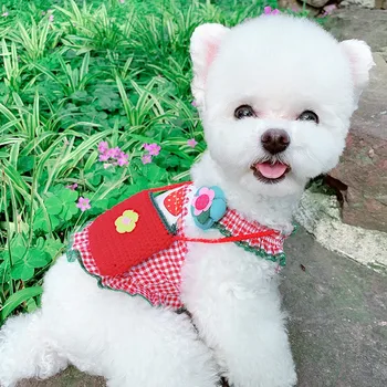 Sommeren Gitter Hund Dress Blonder Blomst Hund Tøj Til Hvalp Små Hunde Vest Slynge Chihuahua Ropa Perro Pet Kostume