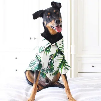 Sommeren Hawaii Dog Stranden Shirt Sweet Leaf Bananer Print Hund Tøj Fransk Bulldog T-Shirts Shih Tzu Tøj Pet Kostume F
