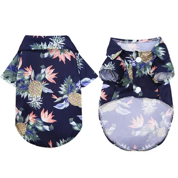 Sommeren Hund Tøj Hawaii Beach Shirt Tropiske planter Print Afslappet Hund, Kat Shirt Kort Ærme Hund Kat Bluse Hunde Kostume
