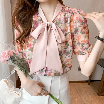 Sommeren Koreansk Mode Silke Kvinde Shirts Satin Kontor Dame Korte Ærmer Knappet Skjorte Sort Dame Toppe Bluse