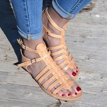 Sommeren Kvinder Sko Flade Strand Sandaler Damer Mode Roma Hjemme Solid Peep Toe Sandaler Casual Sko Sandales Størrelse