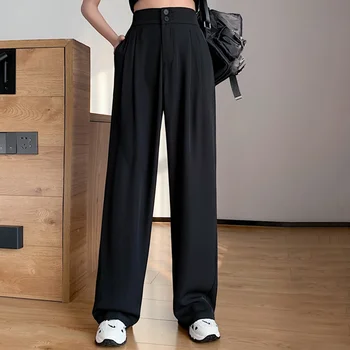 Sommeren Løs Casual Bukser til Kvinder af Høj Talje Maxi Bred Ben Bukser Kvindelige Elegante 2021 Modetøj Ny Kvinde Bukser