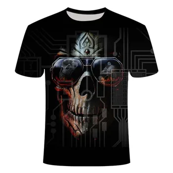 Sommeren Mænds kortærmet O-Neck T-Shirt 3D Horror Kraniet Punk Stil, Kort Ærme Hip Hop Punisher Print Alternativ Tøj