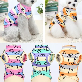 Sommeren Tynd Hund Vest Graffiti Print Hund Tøj Foråret Pet Jakke Til Yorkshire Chihuahua Skjorte, Vest Tøj Til Hunde T-Shirt
