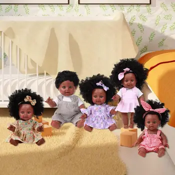 Sort Baby Doll Afrikanske Nyfødte Dukke Silikone Toy Gave Til Børn Sort Baby Doll Afrikanske Nyfødte Dukke Silikone Toy Gave Til Barnet