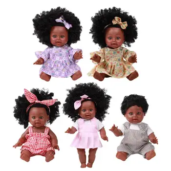 Sort Baby Doll Afrikanske Nyfødte Dukke Silikone Toy Gave Til Børn Sort Baby Doll Afrikanske Nyfødte Dukke Silikone Toy Gave Til Barnet