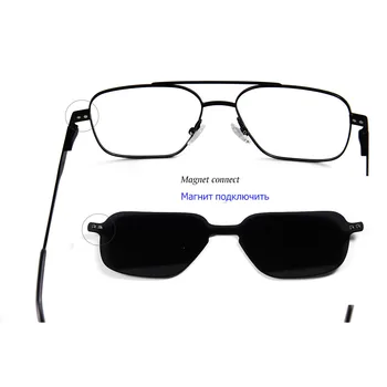 Sort Rektangel, Solbriller, Polariserede Magnet Briller Ramme Med Klip På Solbriller Til Mænd, Kvinder Nærsynet Magnetiske Solbriller