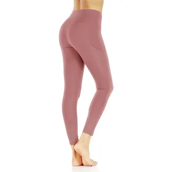 Sportstøj Til Kvinder Fitness Tights Kvinde Sports Fitness Leggings Med Høj Talje Nylon Lomme Jogging Femme Yoga Bukser Kvindelige Plus Størrelse
