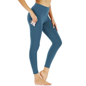 Sportstøj Til Kvinder Fitness Tights Kvinde Sports Fitness Leggings Med Høj Talje Nylon Lomme Jogging Femme Yoga Bukser Kvindelige Plus Størrelse