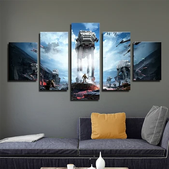Star Wars 5 Stykker Kriger Soldat Sci-Fi-Film-Kunst, Lærred, Plakat Stue Væggen Dekoration Billede Print Maleri