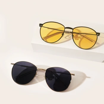 Stilfuld Blid Brand Design Legering Mænd Kvinder Solbriller med UV400 Beskyttende Farvede Linser Vintage Runde Kørsel Sol Briller