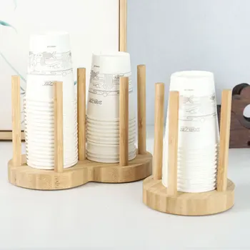 Stor Kapacitet Bambus Papir kopholder Hylde og Stang Hoved Smidig Forarbejdning af Mælk, Te, Kaffe Butik, Bar disk Storage-Rack, Non-slip