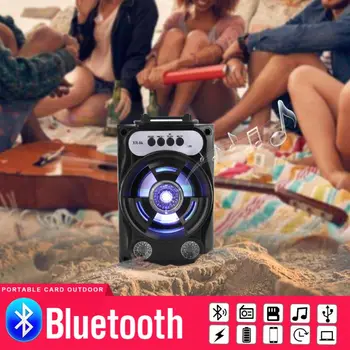 Stor Størrelse Bluetooth Højttaler Trådløse lydsystem Bas, Stereo, med LED Lys Støtte TF Kort FM-Radio Udendørs Sport Travel