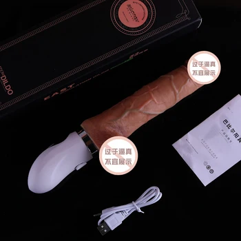Stor penis LCD-teleskopisk Dildo i blød Silikone varme stak Pistolen g-punktet, klitoris Stimulator Kunstig penis Kvindelige køn legetøj
