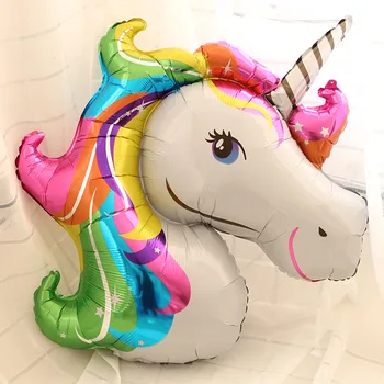 Store Unicorn Unicorn Aluminium Film Ballon Børns Fødselsdag Dekoration Syv Farver Lilla Pink Engros Globos