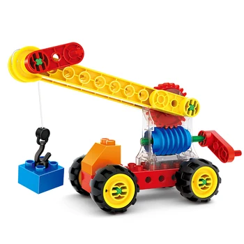 Store partikler Stor Størrelse byggesten Teknologi Wal-hjulet Kran Sæt Gear Uddannelse Samle Mursten Legetøj Til Børn Gave Toy