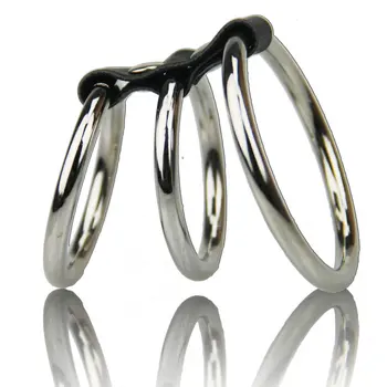 Stål 3 ringe erektion Cock Ring forsinkelse produkter Metal bolde Loop udvide fed gSpot squirt penis udvide sexlegetøj til manden