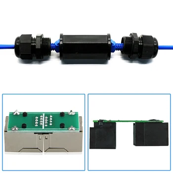 Støvtæt Netværk Kabel-Stik Udendørs LAN er Nem at Bruge, Vandfast Sort Kobling Ethernet-Dobbelt Hoved ABS Adapter RJ45 IP67