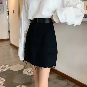 Summer Harajuku Kvinder Mini Nederdel Vinger Lommer Kvindelige Sød, Høj Talje Kawaii Nederdele Empire Casual Vintage Sød Nederdel