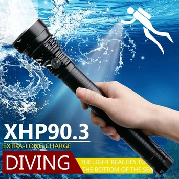 Super Lyse 500 Dykning Lommelygte XHP90 Stærke Undervands Led Torch Light Genopladelige IPX8 Erhverv Vandtæt Flash Lys