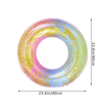 Svømning Ring Fortykket PVC Rainbow Mønster Svømning Ring Underarm Ring Cirkel Swimmingpool Float Udendørs Swimmingpool Bøje Madras