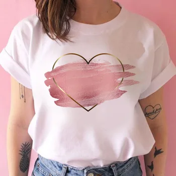 Søde Hjerte Sjove Printet T-shirt til Kvinder T-shirt Mode Afslappet Hvid T-shirt Grafisk T-shirt Short Sleeve