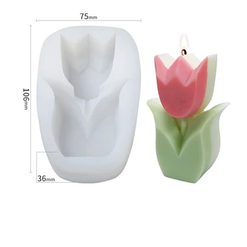 Søde Tulip Duftende Stearinlys Silikone Formen Blomst Diy Gips Håndværk Mould Håndlavet Sæbe Gøre Boligindretning, Pynt