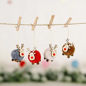 Søde piger Følte Elk juletræspynt Træ-Hængende Pendel Hjorte Håndværk Ornament Xmas Dekorationer til Hjemmet Nye År 2021