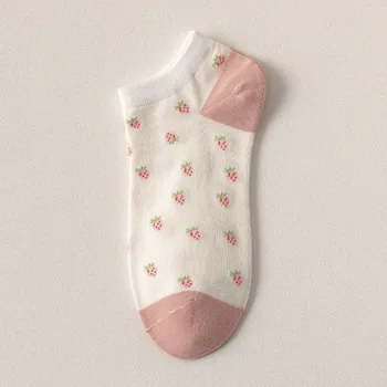 Søde sokker jordbær kawaii stribet hvid kvinder skarpetki damskie cool harajuku meias koreansk mode bomuld kvinde socken sok