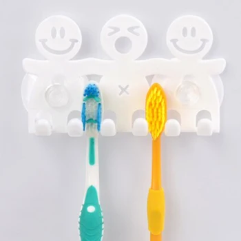 Søde tegneserie badeværelse tilbehør tandbørsteholder sugekop tandbørsteholder vægmonteret krog tandbørsteholder husstand
