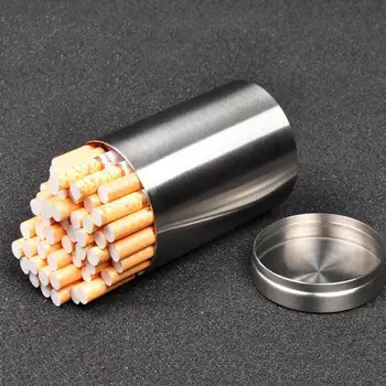 Sølv Rustfrit Stål Cylindriske Te Box Tin Forseglet Tobak Dåser Stor Kapacitet Storage Container Vindtæt Max Sag