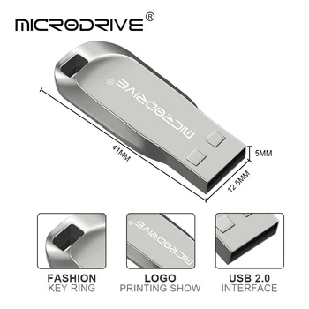 Sølv/Sort Brugerdefinerede logo vandtæt Metal usb-flash-drev Pendrive 128GB 64GB 16GB 32GB pen-drev mini USB flash memory stick