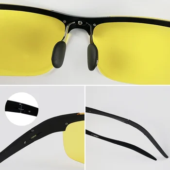T-TEREX Night Vision Briller Mænd Polariseret Anti-Blænding Linse Aluminium, Magnesium Ramme Gule Solbriller Kørsel Goggles Til Bil