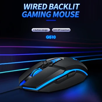 T-WOLF G510 Kablede Gaming Mouse 6 Knap 4 Farve Baggrundsbelysning 800-3200 Justerbar DPI Kontor Mus, Computer Mus til Laptop/PC/Gamer