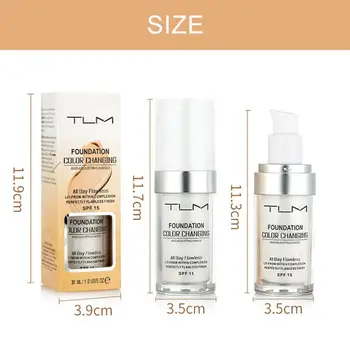 TLM 30 ML Farve Skiftende Flydende Foundation Cover Concealer langtidsholdbare Makeup, hudpleje Foundation Kosmetik TSLM2
